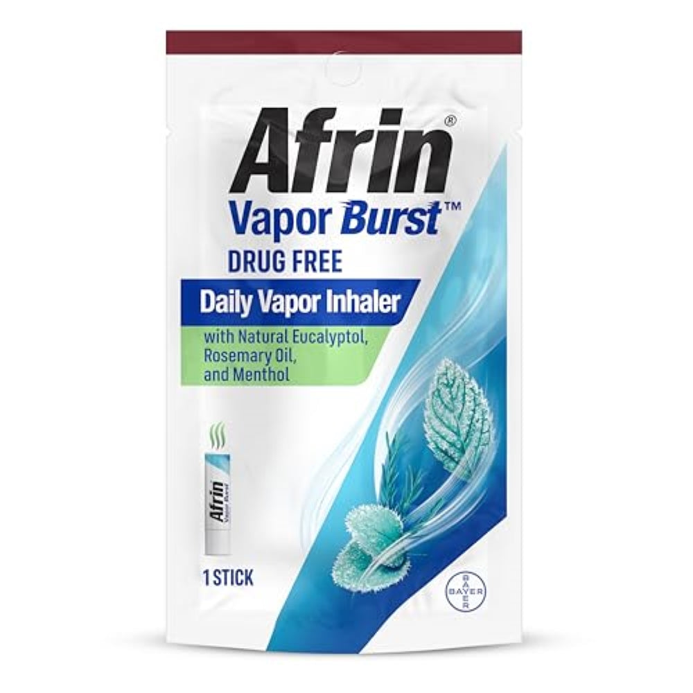 Afrin New Vapor Burst, On-The-Go Daily Inhaler, 100% Drug Free, Infused with Natural Eucalyptol, Rosemary Oil, and Menthol 0.8 mL