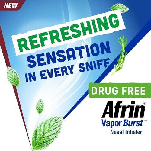 Afrin New Vapor Burst, On-The-Go Daily Inhaler, 100% Drug Free, Infused with Natural Eucalyptol, Rosemary Oil, and Menthol 0.8 mL