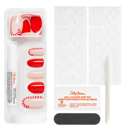 Sally Hansen Salon Effects® Perfect Manicure, Santa Sweetie, Press On Nails, Non-Damaging Adhesive Tabs, File, and Alcohol Pad Included
