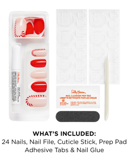 Sally Hansen Salon Effects® Perfect Manicure, Santa Sweetie, Press On Nails, Non-Damaging Adhesive Tabs, File, and Alcohol Pad Included