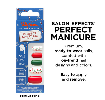 Sally Hansen Salon Effects® Perfect Manicure, Festival Fling, Press On Nails, Non-Damaging Adhesive Tabs, File, and Alcohol Pad Included