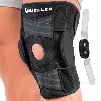 MUELLER Sports Medicine Self Adjusting Hinged Knee Brace for Men and Women, Knee Stabilizer for Compression and Pain Relief Support, Ideal for Arthritis, Sprains, Black, One Size