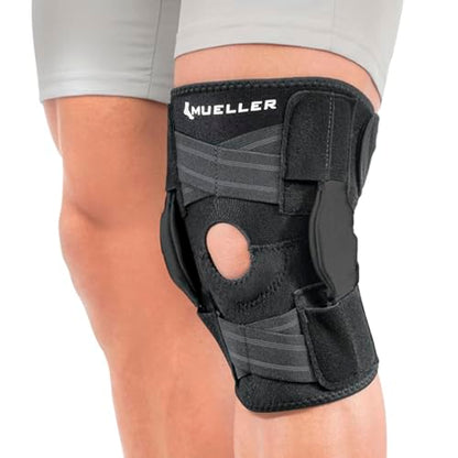 MUELLER Sports Medicine Self Adjusting Hinged Knee Brace for Men and Women, Knee Stabilizer for Compression and Pain Relief Support, Ideal for Arthritis, Sprains, Black, One Size