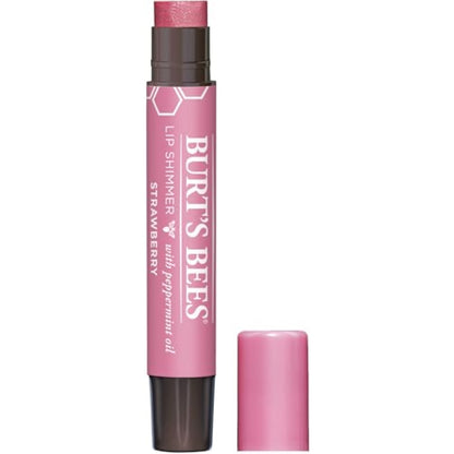 Burt's Bees 100% Natural Moisturizing Lip Shimmer, Strawberry - 1 Tube