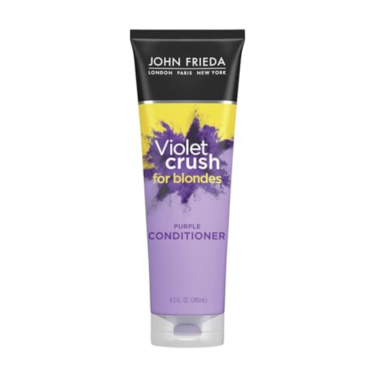 John Frieda Violet Crush Purple Conditioner, Purple Conditioner for Blonde Hair, Crushed Violet Pigments Neutralize Brassy Tones for Cooler, Brighter Blonde, 8.3 Oz