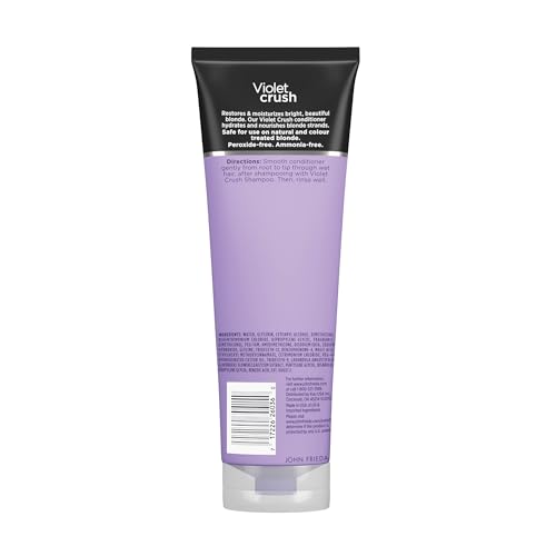 John Frieda Violet Crush Purple Conditioner, Purple Conditioner for Blonde Hair, Crushed Violet Pigments Neutralize Brassy Tones for Cooler, Brighter Blonde, 8.3 Oz