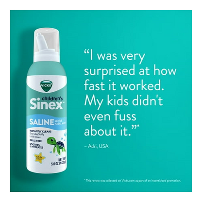 Vicks Sinex Children's Saline Nasal Spray, Drug-Free Nasal Decongestant for Kids Sinus Relief, 5 oz