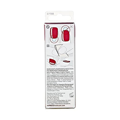 Impress Color Press-On Manicure Limited Edition Valentine Nails, ‘Stuck Together’, 30 Count, Red, Short, 3.0 Ounce