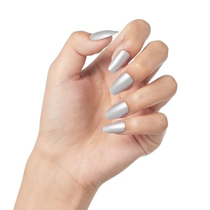 KISS Gel Fantasy Glue-On Nails, To Sparkle, White, Medium Size, Almond Shape, 28 Nails, 2g glue, 1 Manicure Stick, 1 Mini File