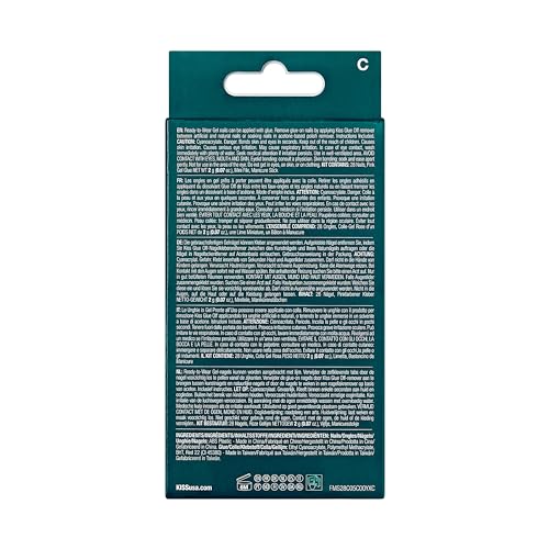 KISS Gel Fantasy Glue-On Nails, To Sparkle, White, Medium Size, Almond Shape, 28 Nails, 2g glue, 1 Manicure Stick, 1 Mini File