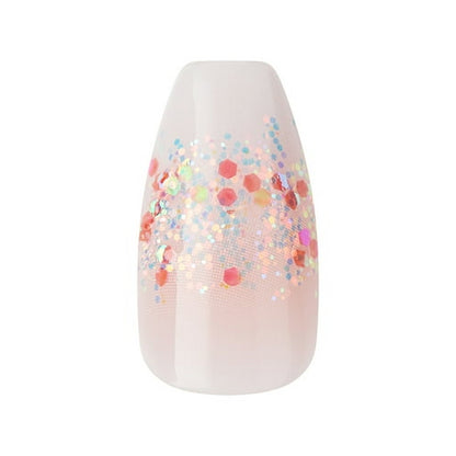 KISS Voguish Fantasy Holiday Press-On Nails, Warm Hugs, White, Medium Length, Almond Shaped, 28 Ct.