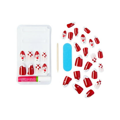 KISS Voguish Fantasy Holiday Press-On Nails, Melting, Red, Medium Length, Almond Shaped, 28 Ct.