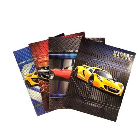 Street Racer, Two-Pocket Portfolios Folders, Pack of 4, Assorted designs