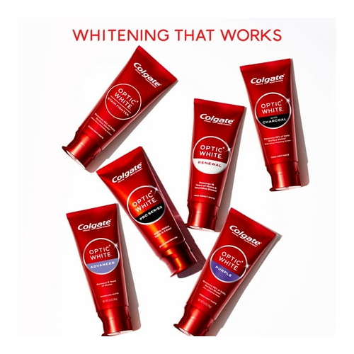 Colgate Optic White Stain Fighter Teeth Whitening Toothpaste, Clean Mint, 6 oz Tube