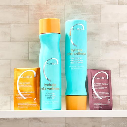 Malibu C Hydrate Color Wellness Shampoo - Shampoo for Color Treated Hair and Fights Fade - Sulfate Free + Gentle Cleansing Hair Care (9 oz)