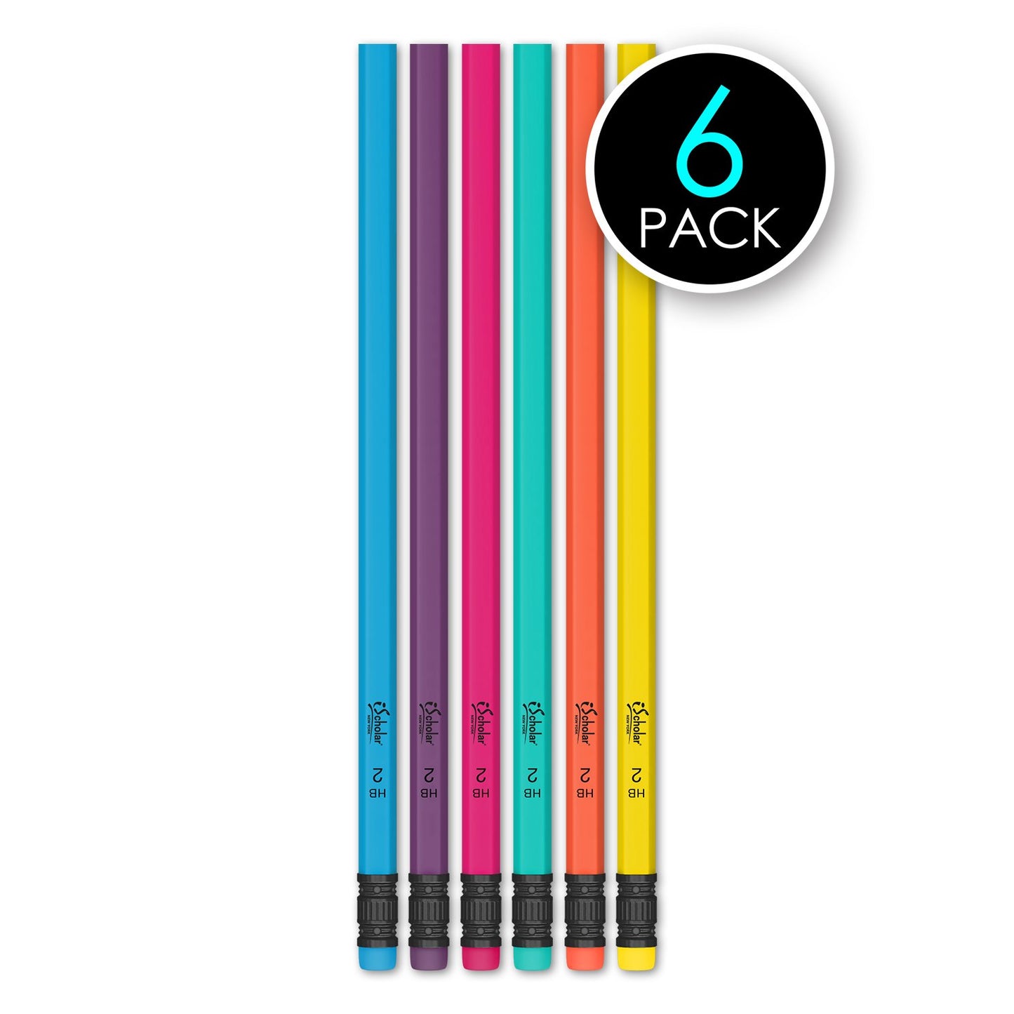 iScholar iQ BOLD 6 Pack Neon Pencils Blister (33016)