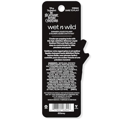 wet n wild Nightmare Before Christmas Liquid Eyeliner, Semi-Sheer Buildable Glitter Formula, Richly Pigmented Color, Flexible Precision Brush for Easy Application, Cruelty-Free - Dare to Play