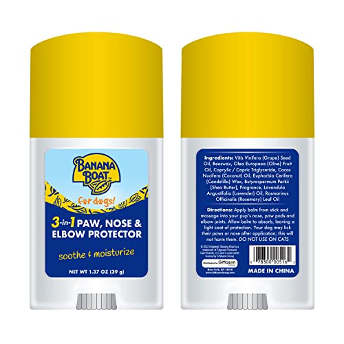 Banana Boat Dog Paw Balm – 3 in 1 Soother Moisturizer and Protector for The Dog Nose Paw and Elbow, Used for Sun Protection, Moistures Dry Noses and Paws, Great Skin Soother for Dogs Sensitive Skin