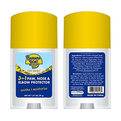 Banana Boat Dog Paw Balm – 3 in 1 Soother Moisturizer and Protector for The Dog Nose Paw and Elbow, Used for Sun Protection, Moistures Dry Noses and Paws, Great Skin Soother for Dogs Sensitive Skin