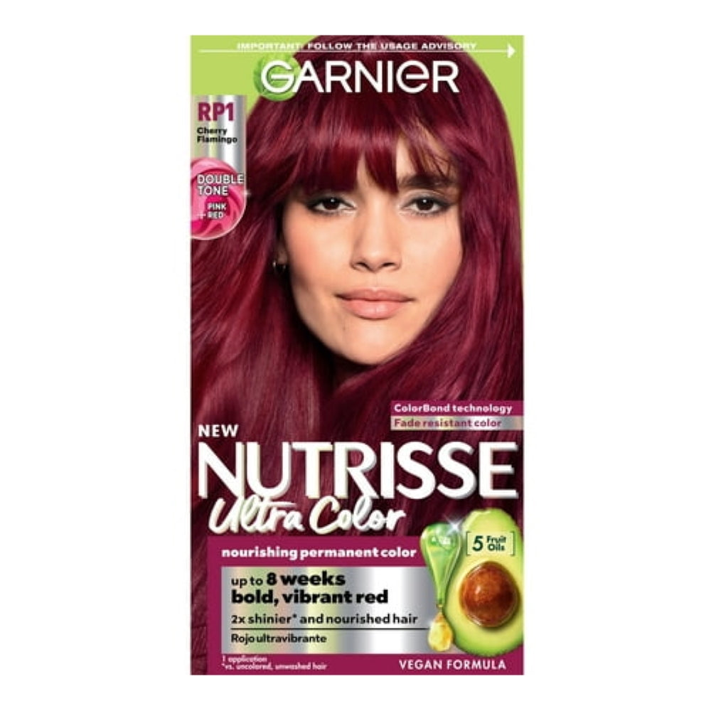 Garnier Nutrisse Ultra Color Hair Color Tool Kit, Permenant Hair Dye, RP1 Cherry Flamingo