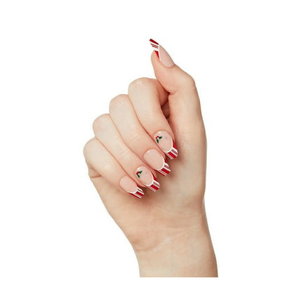 KISS Voguish Fantasy Holiday Press-on Nails, Sweater Time, Red, Medium Length, Coffin Shaped, 28 Count