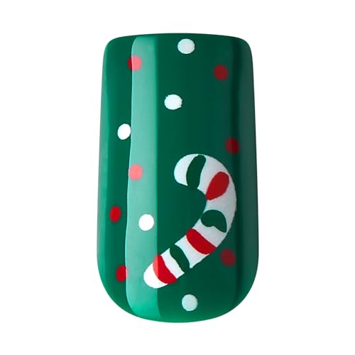 KISS Voguish Fantasy Glue-On Nails, Stockings, Red, Medium Size, Square Shape, 28 Nails, 2g glue, 1 Manicure Stick, 1 Mini File