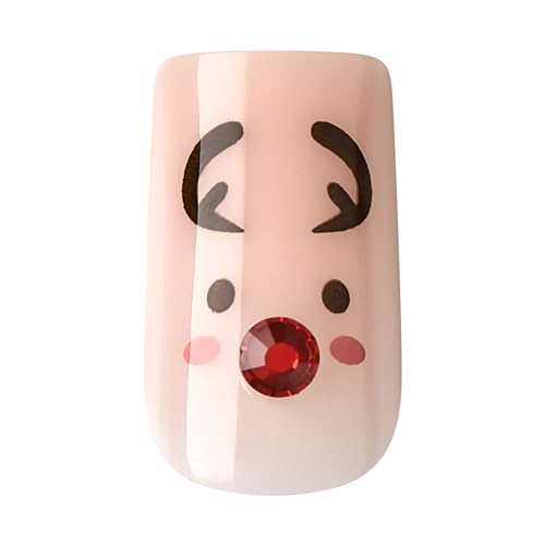 KISS Voguish Fantasy Glue-On Nails, Stockings, Red, Medium Size, Square Shape, 28 Nails, 2g glue, 1 Manicure Stick, 1 Mini File