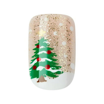 KISS Voguish Fantasy Holiday Press-On Nails, Marshmallow, Nude, Short Length, Square Shaped, 28 Ct.