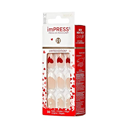 KISS imPRESS Press-On Manicure Limited Edition Valentine Nails, ‘Love Like This’, 30 Count