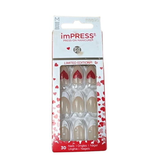 KISS imPRESS Press-On Manicure Limited Edition Valentine Nails, ‘Love Like This’, 30 Count
