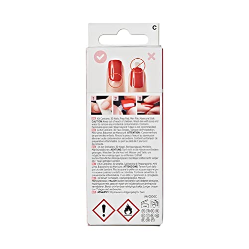 KISS imPRESS Press-On Manicure Limited Edition Valentine Nails, ‘Crazy Over You’, 30 Count Red IM82X