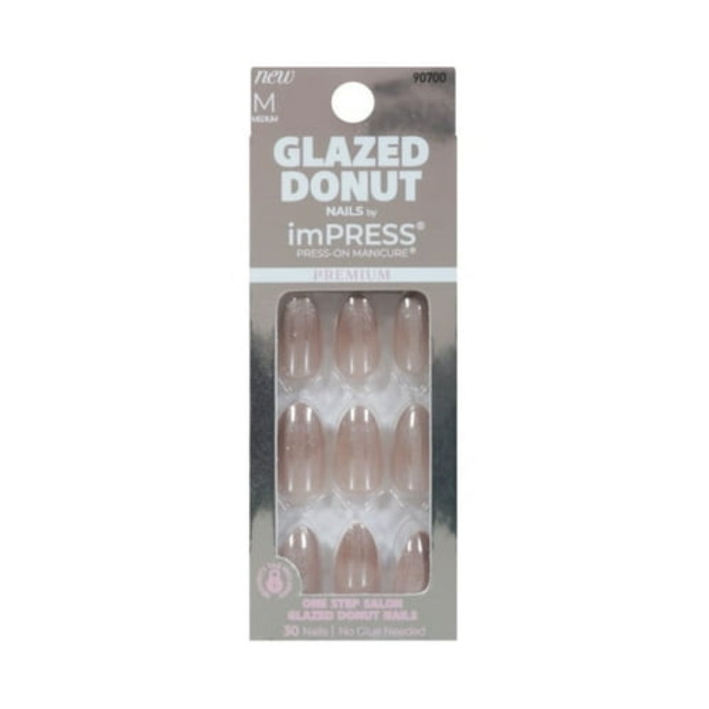 imPRESS Glazed Donut Press-On Nails, No Glue Needed, Neutral, Medium Almond Shape, 33 Ct.