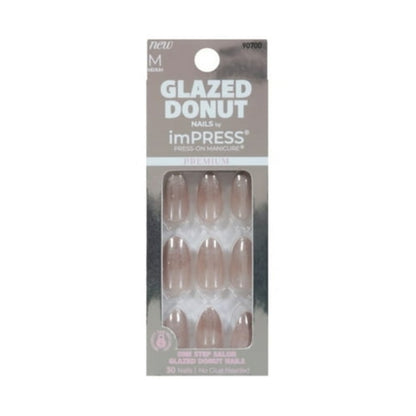 imPRESS Glazed Donut Press-On Nails, No Glue Needed, Neutral, Medium Almond Shape, 33 Ct.