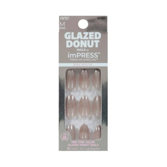 imPRESS Glazed Donut Press-On Nails, No Glue Needed, Neutral, Medium Almond Shape, 33 Ct.