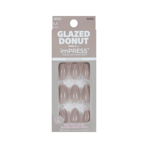 imPRESS Glazed Donut Press-On Nails, No Glue Needed, Neutral, Medium Almond Shape, 33 Ct.