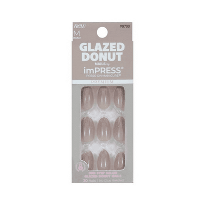 imPRESS Glazed Donut Press-On Nails, No Glue Needed, Neutral, Medium Almond Shape, 33 Ct.