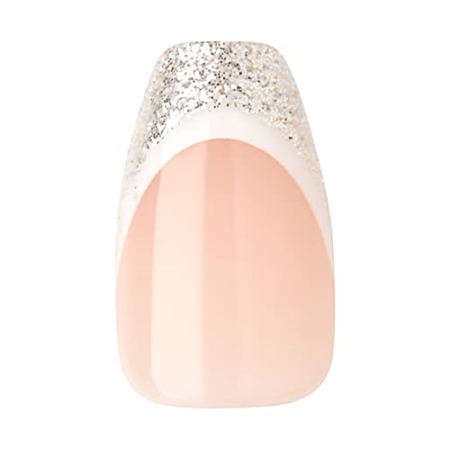 KISS TOM BACHIK x imPRESS Press-On Manicure Nail Kit, Style "Celebration" Medium Coffin White French Press-On Nails, Includes Prep Pad, Mini Nail File, Cuticle Stick, & 30 Fake Nails