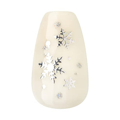 KISS TOM BACHIK x imPRESS Press-On Manicure Nail Kit, Style "Celebration" Medium Coffin White French Press-On Nails, Includes Prep Pad, Mini Nail File, Cuticle Stick, & 30 Fake Nails