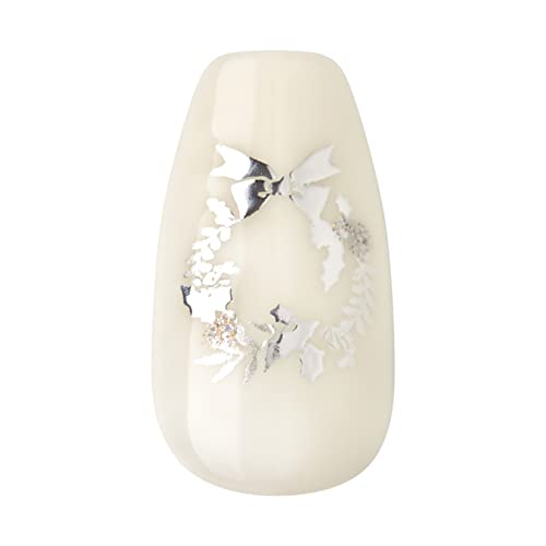 KISS TOM BACHIK x imPRESS Press-On Manicure Nail Kit, Style "Celebration" Medium Coffin White French Press-On Nails, Includes Prep Pad, Mini Nail File, Cuticle Stick, & 30 Fake Nails