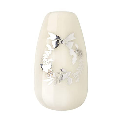 KISS TOM BACHIK x imPRESS Press-On Manicure Nail Kit, Style "Celebration" Medium Coffin White French Press-On Nails, Includes Prep Pad, Mini Nail File, Cuticle Stick, & 30 Fake Nails