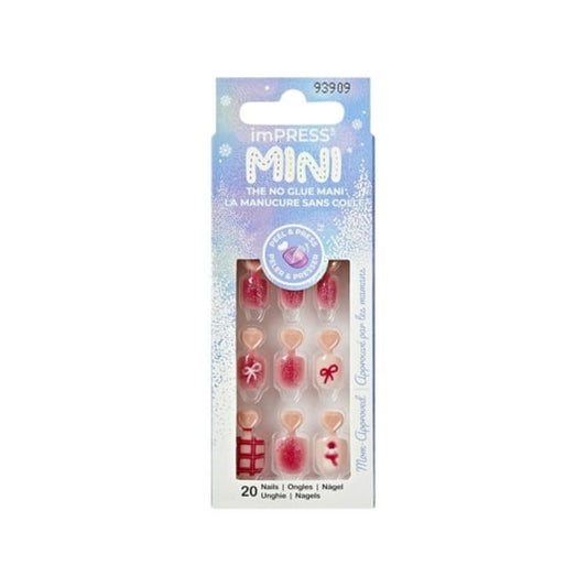 KISS imPRESS Holiday Press on Nails, Oh So Cute, Pink, Kids Squoval, 20 Count