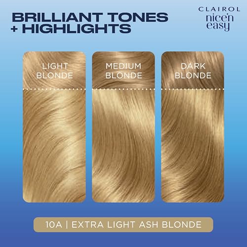 Clairol Nice'n Easy Permanent Hair Dye, 10A Extra Light Ash Blonde Hair Color, Pack of 1 - Packaging May Vary