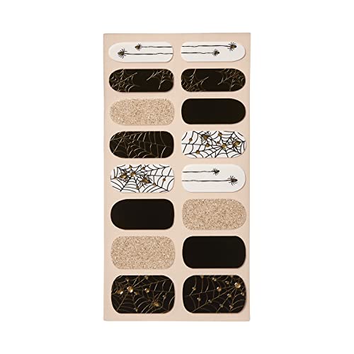 KISS mani POP Halloween Edition Glow-in-The-Dark DIY Self-Adhesive Nail Accent Wraps, Style ‘Witchy way?’, 16 Count
