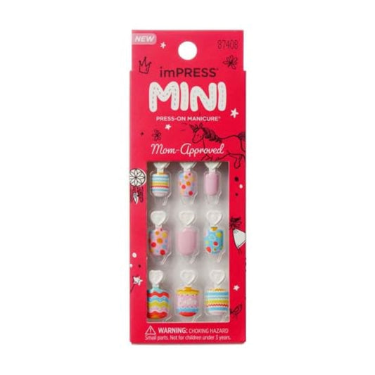 KISS imPRESS Mini Press-On Nails Manicure for Kids, Spring Nail Art, Polka Dot Design, Beginner Nail Art Set with Nail File & 20 Fake Nails