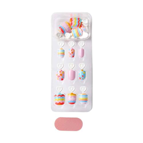 KISS imPRESS Mini Press-On Nails Manicure for Kids, Spring Nail Art, Polka Dot Design, Beginner Nail Art Set with Nail File & 20 Fake Nails