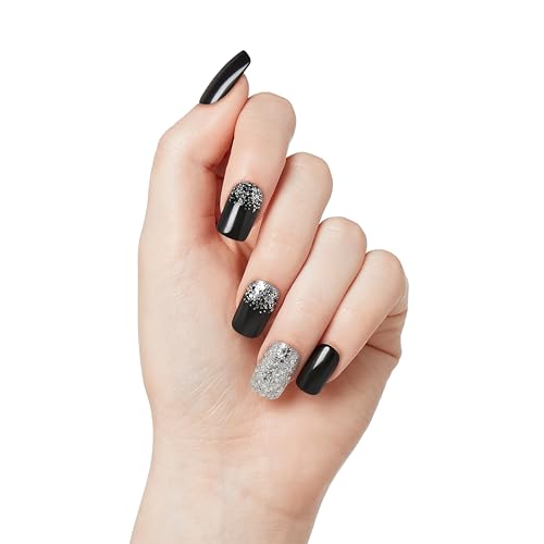 imPRESS imPRESS Design Press-On Nails, Wishlist, Black, Medium Size, Squoval Shape, 30 Nails, Prep Pad, Instructions Sheet, 1 Manicure Stick, 1 Mini File