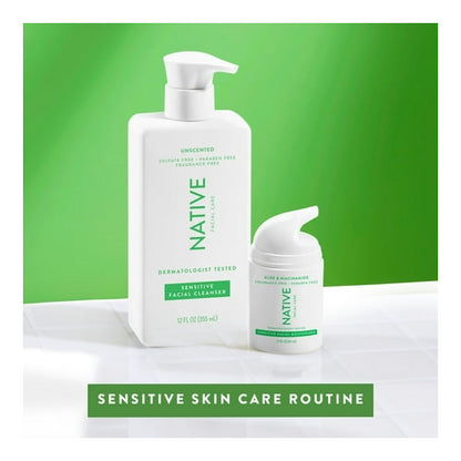 Native Sensitive Facial Cleanser, Unscented, for Sensitive Skin, 12 fl oz