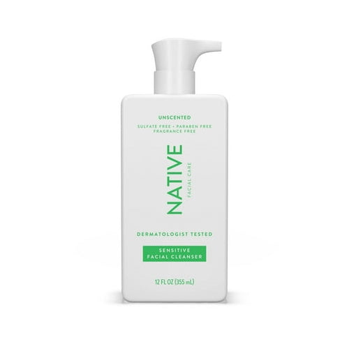 Native Sensitive Facial Cleanser, Unscented, for Sensitive Skin, 12 fl oz