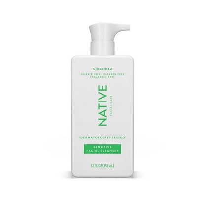 Native Sensitive Facial Cleanser, Unscented, for Sensitive Skin, 12 fl oz
