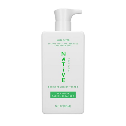 Native Sensitive Facial Cleanser, Unscented, for Sensitive Skin, 12 fl oz